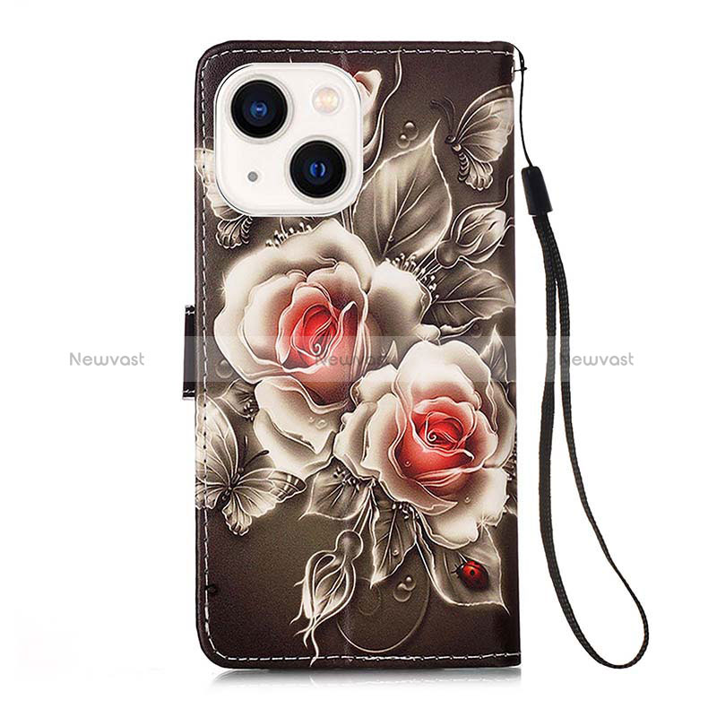 Leather Case Stands Fashionable Pattern Flip Cover Holder Y03B for Apple iPhone 15