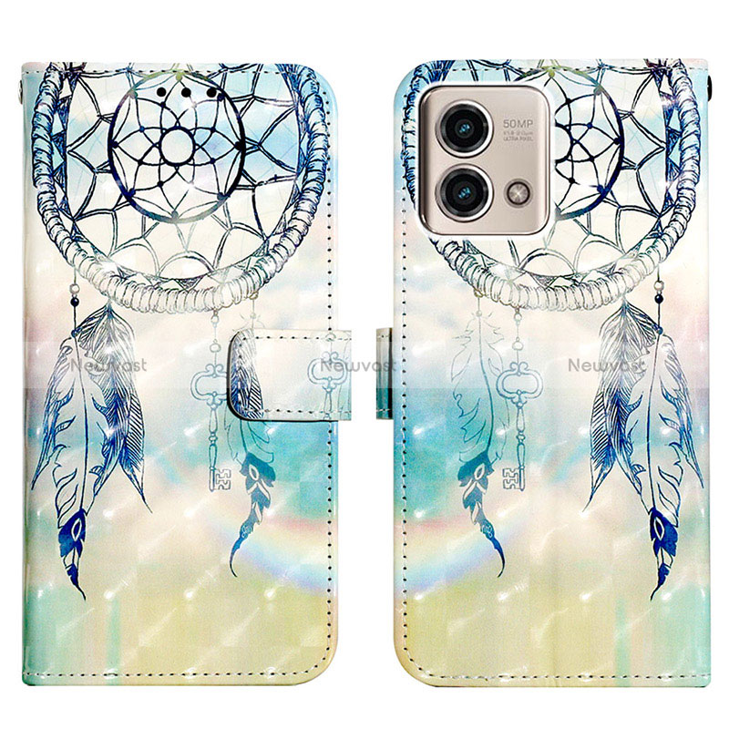 Leather Case Stands Fashionable Pattern Flip Cover Holder Y03B for Motorola Moto G Stylus (2023) 4G Sky Blue