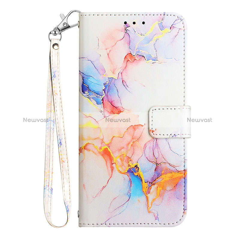 Leather Case Stands Fashionable Pattern Flip Cover Holder Y03B for Samsung Galaxy A03 Blue