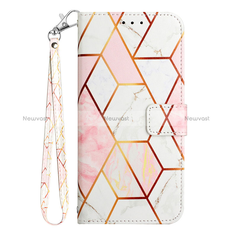 Leather Case Stands Fashionable Pattern Flip Cover Holder Y03B for Samsung Galaxy A03 Core White