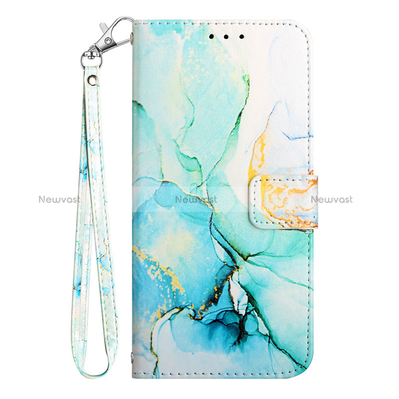 Leather Case Stands Fashionable Pattern Flip Cover Holder Y03B for Samsung Galaxy A03 Green