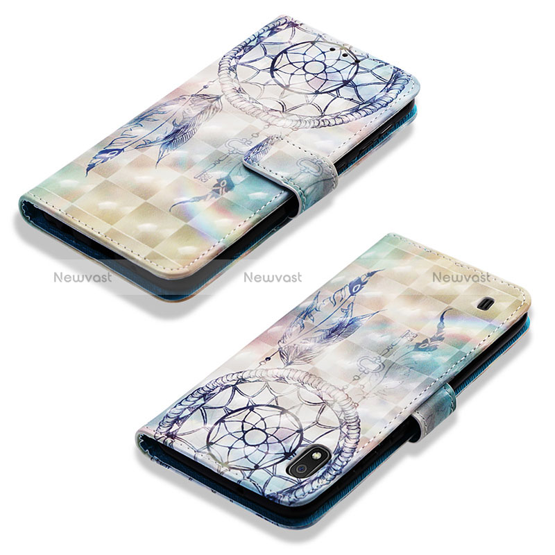 Leather Case Stands Fashionable Pattern Flip Cover Holder Y03B for Samsung Galaxy A10 Mint Blue