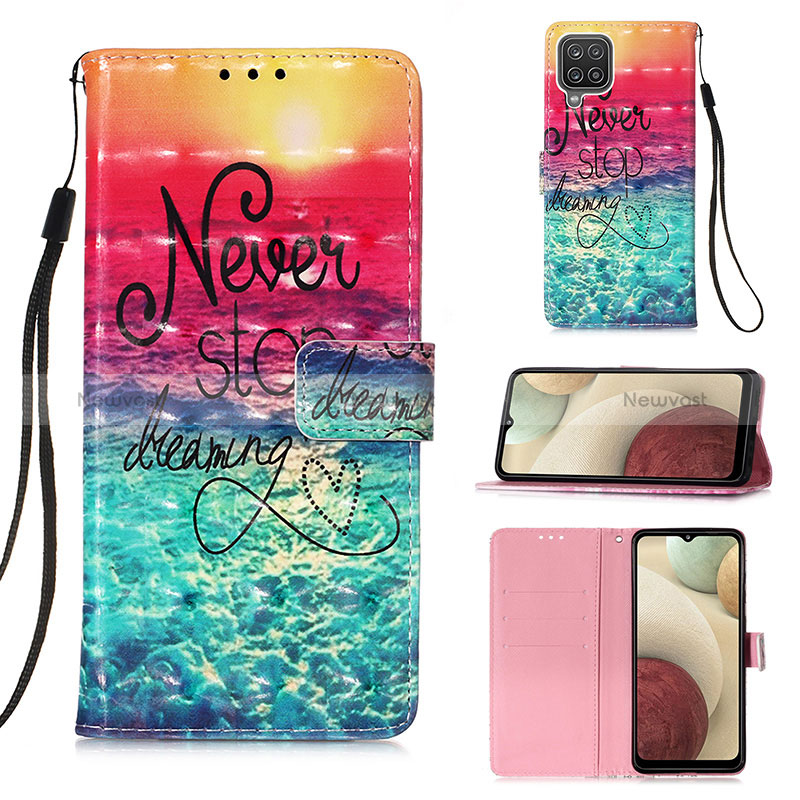 Leather Case Stands Fashionable Pattern Flip Cover Holder Y03B for Samsung Galaxy A12 Nacho