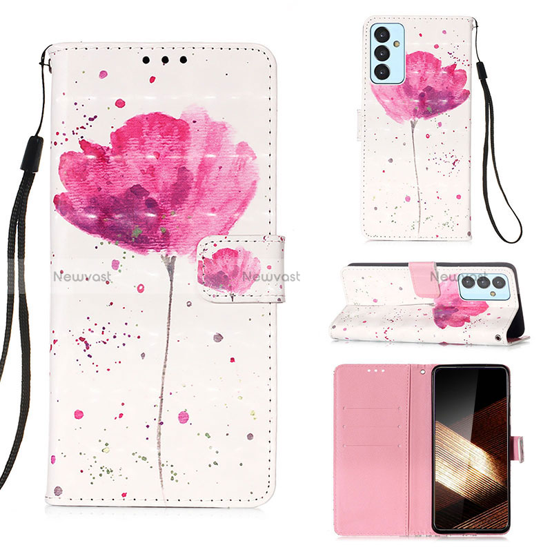 Leather Case Stands Fashionable Pattern Flip Cover Holder Y03B for Samsung Galaxy A15 5G Pink