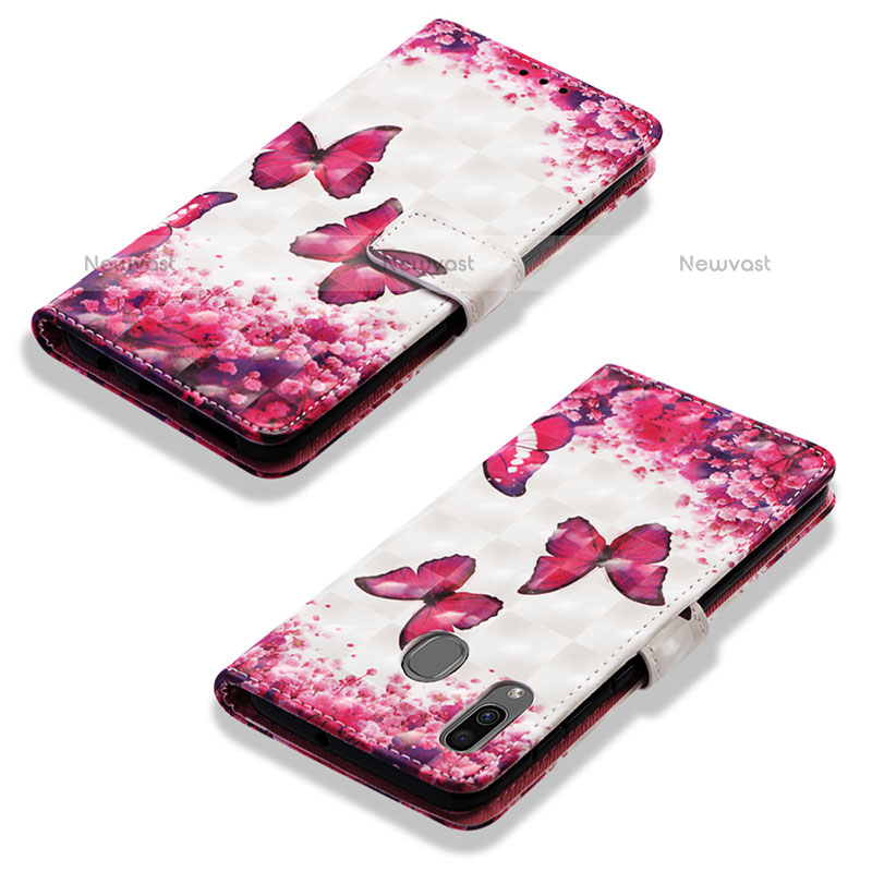 Leather Case Stands Fashionable Pattern Flip Cover Holder Y03B for Samsung Galaxy A20