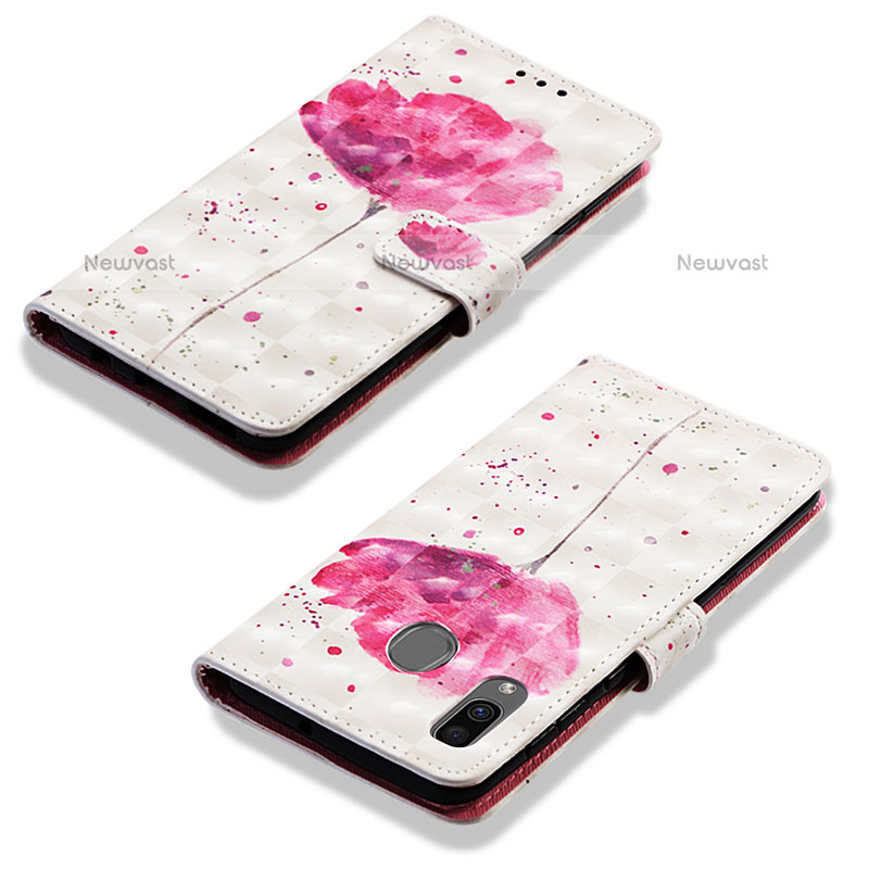 Leather Case Stands Fashionable Pattern Flip Cover Holder Y03B for Samsung Galaxy A20