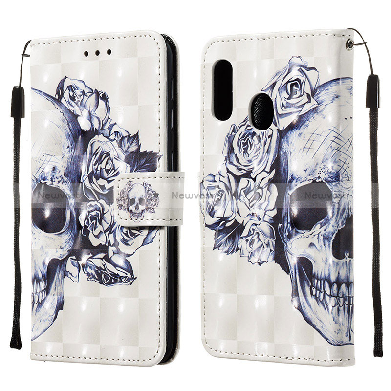 Leather Case Stands Fashionable Pattern Flip Cover Holder Y03B for Samsung Galaxy A20e