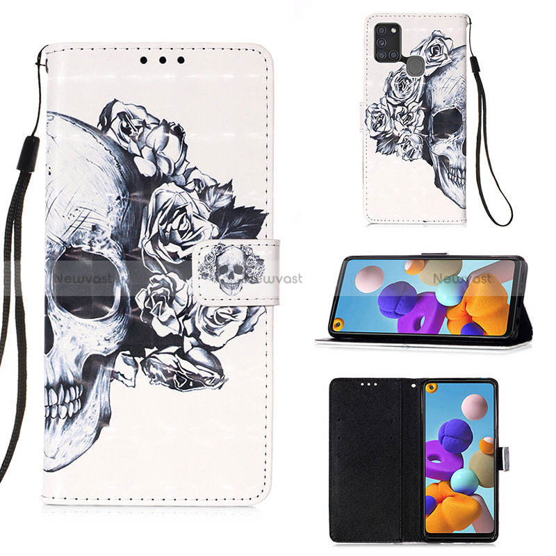 Leather Case Stands Fashionable Pattern Flip Cover Holder Y03B for Samsung Galaxy A21s