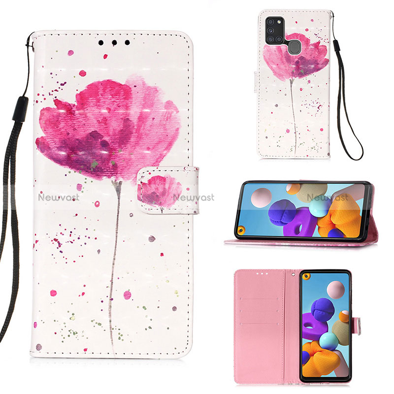 Leather Case Stands Fashionable Pattern Flip Cover Holder Y03B for Samsung Galaxy A21s