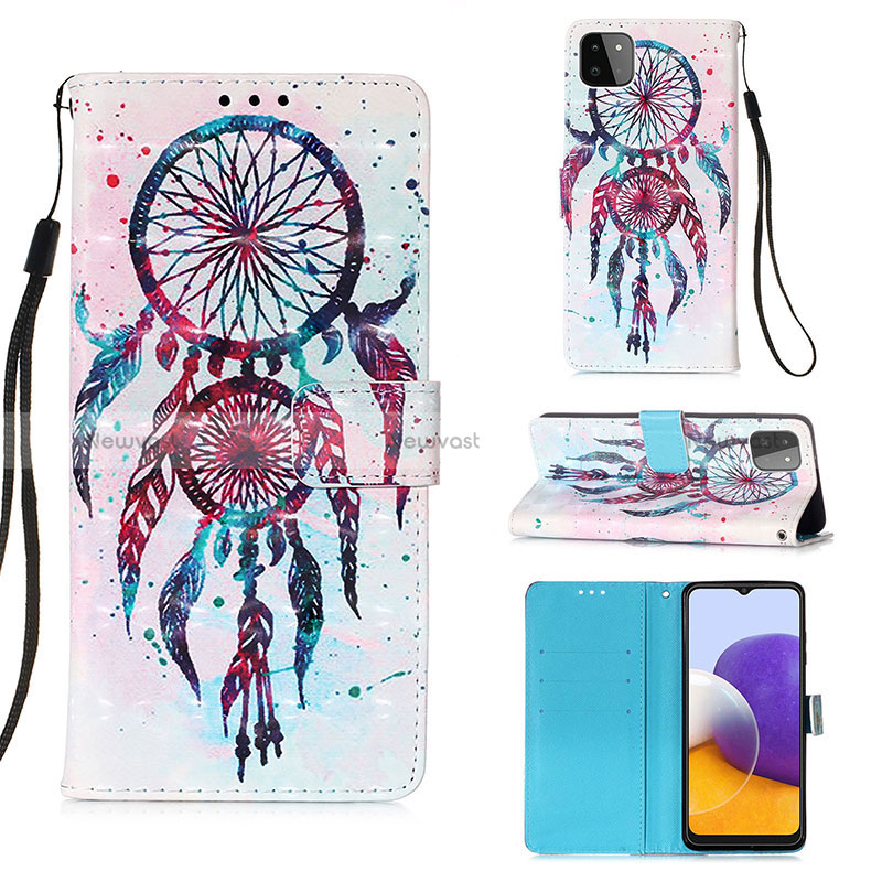 Leather Case Stands Fashionable Pattern Flip Cover Holder Y03B for Samsung Galaxy A22 5G