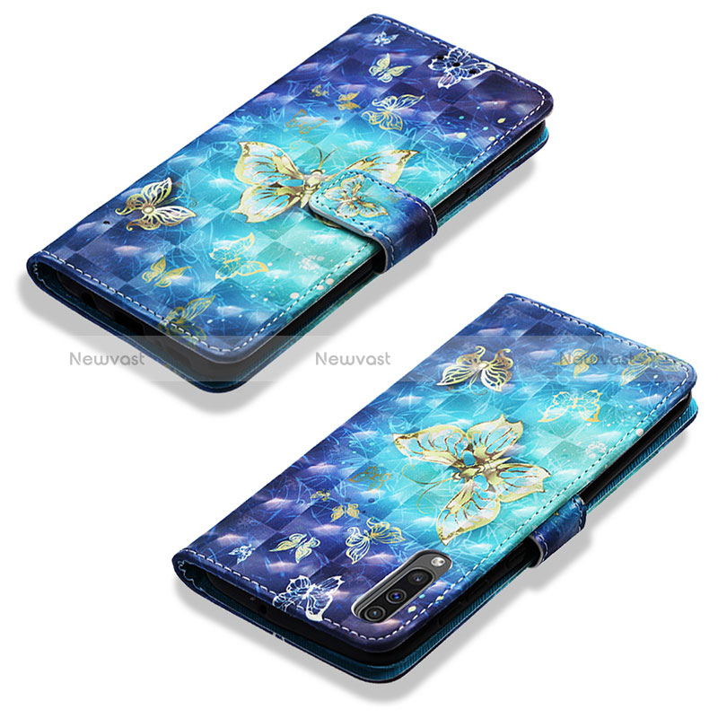 Leather Case Stands Fashionable Pattern Flip Cover Holder Y03B for Samsung Galaxy A30S Sky Blue