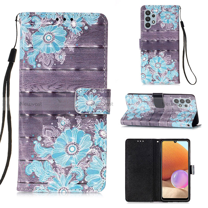 Leather Case Stands Fashionable Pattern Flip Cover Holder Y03B for Samsung Galaxy A32 4G Mixed