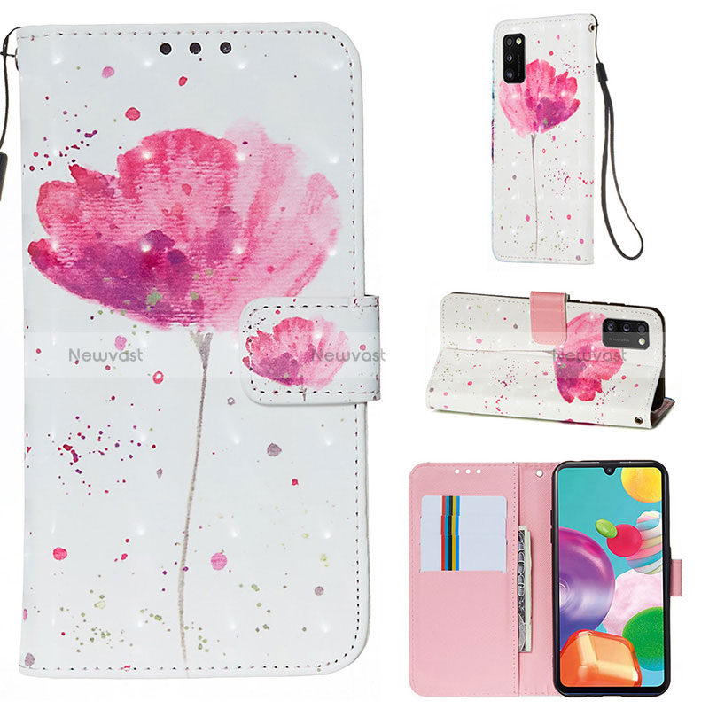 Leather Case Stands Fashionable Pattern Flip Cover Holder Y03B for Samsung Galaxy A41 Pink