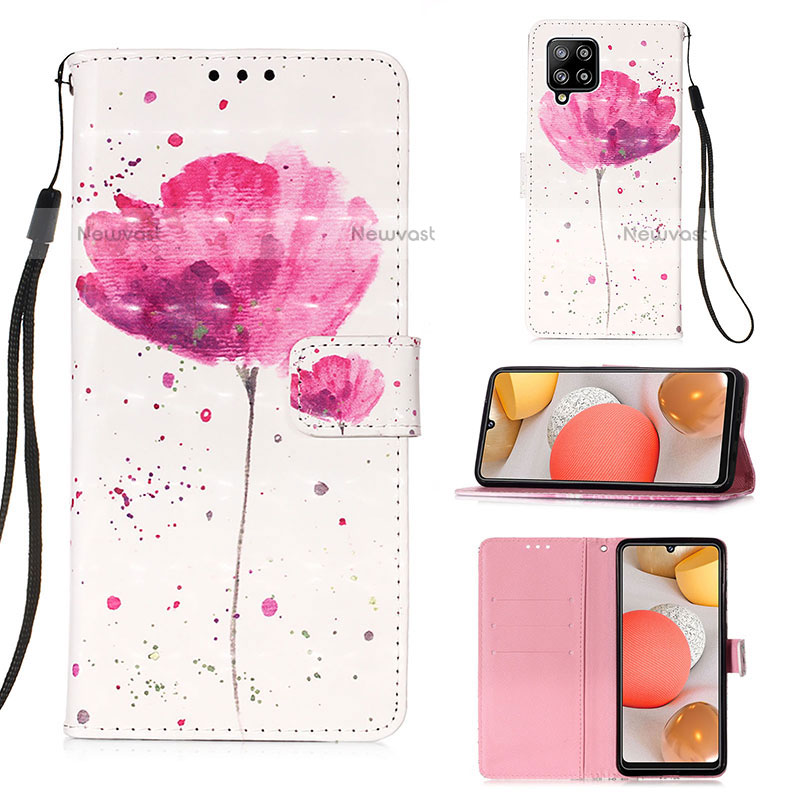 Leather Case Stands Fashionable Pattern Flip Cover Holder Y03B for Samsung Galaxy A42 5G Pink