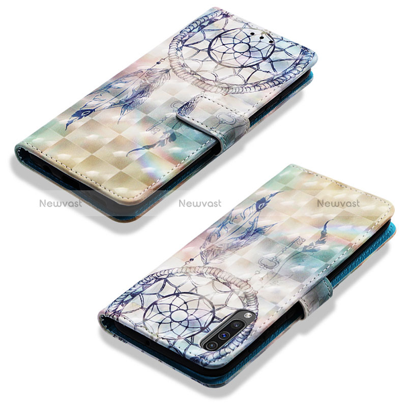 Leather Case Stands Fashionable Pattern Flip Cover Holder Y03B for Samsung Galaxy A50 Mint Blue