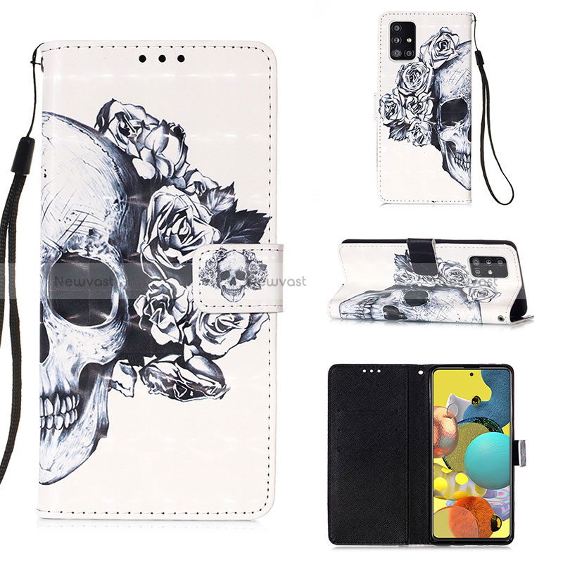 Leather Case Stands Fashionable Pattern Flip Cover Holder Y03B for Samsung Galaxy A51 5G