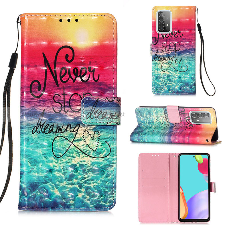 Leather Case Stands Fashionable Pattern Flip Cover Holder Y03B for Samsung Galaxy A52 4G