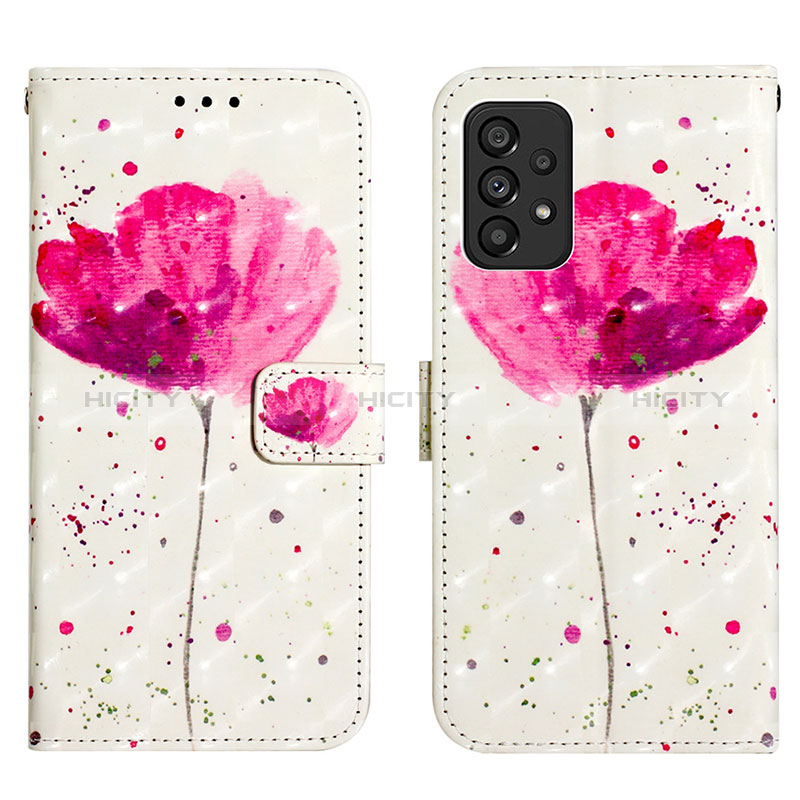 Leather Case Stands Fashionable Pattern Flip Cover Holder Y03B for Samsung Galaxy A53 5G Pink