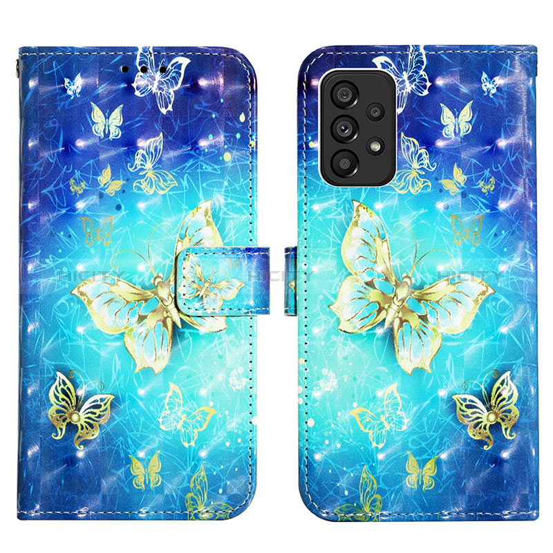 Leather Case Stands Fashionable Pattern Flip Cover Holder Y03B for Samsung Galaxy A53 5G Sky Blue