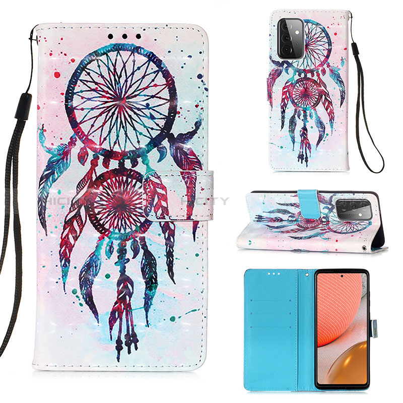 Leather Case Stands Fashionable Pattern Flip Cover Holder Y03B for Samsung Galaxy A72 4G Mixed