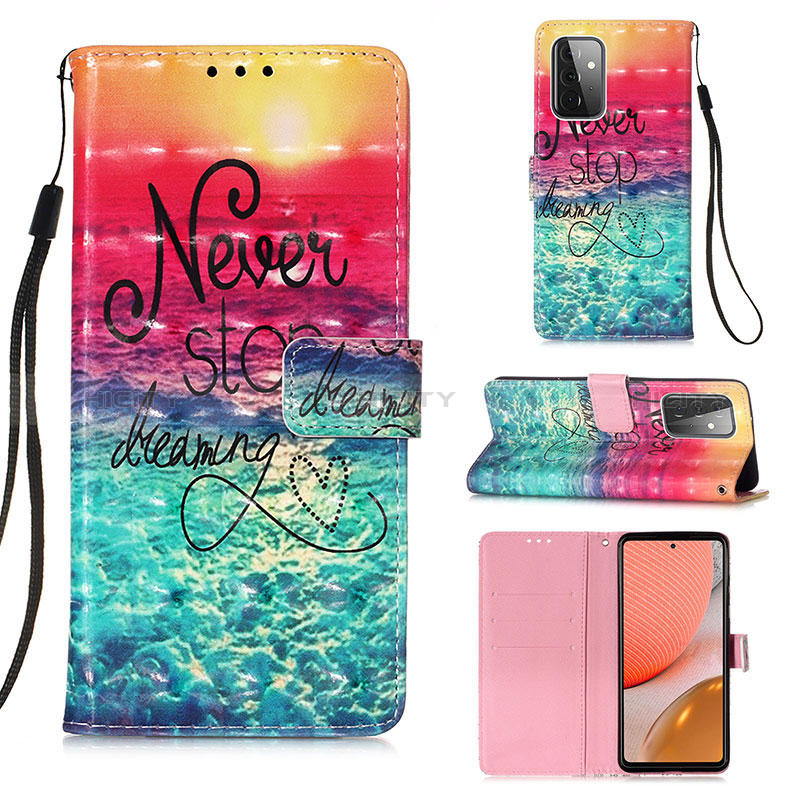 Leather Case Stands Fashionable Pattern Flip Cover Holder Y03B for Samsung Galaxy A72 5G