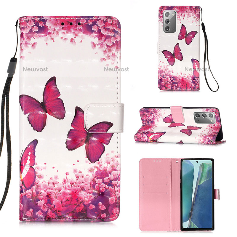 Leather Case Stands Fashionable Pattern Flip Cover Holder Y03B for Samsung Galaxy Note 20 5G