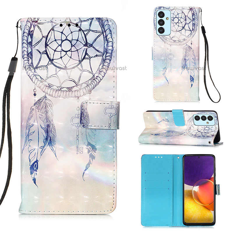 Leather Case Stands Fashionable Pattern Flip Cover Holder Y03B for Samsung Galaxy Quantum2 5G Mint Blue