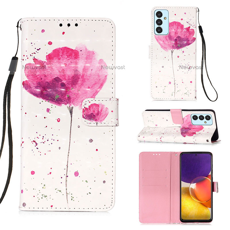 Leather Case Stands Fashionable Pattern Flip Cover Holder Y03B for Samsung Galaxy Quantum2 5G Pink