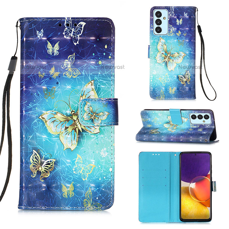 Leather Case Stands Fashionable Pattern Flip Cover Holder Y03B for Samsung Galaxy Quantum2 5G Sky Blue