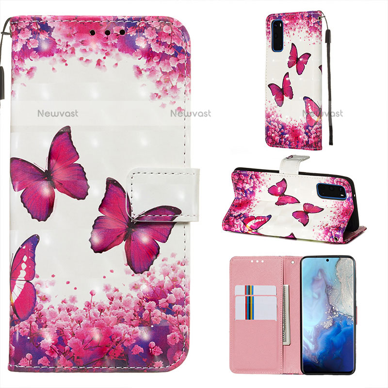 Leather Case Stands Fashionable Pattern Flip Cover Holder Y03B for Samsung Galaxy S20 5G