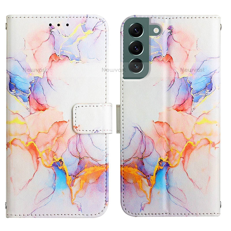 Leather Case Stands Fashionable Pattern Flip Cover Holder Y03B for Samsung Galaxy S21 FE 5G Colorful