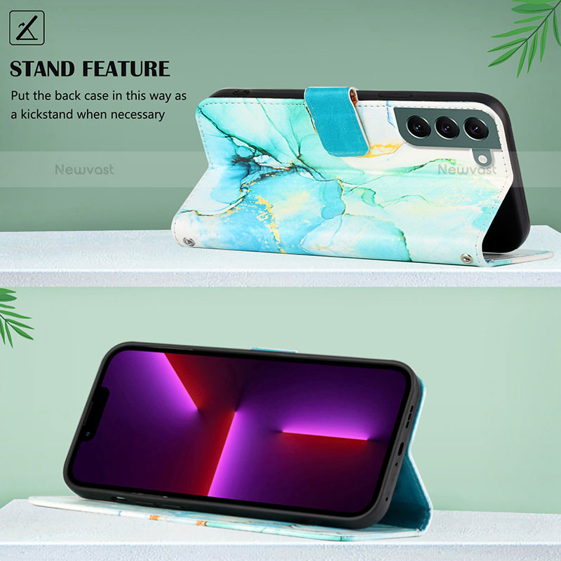 Leather Case Stands Fashionable Pattern Flip Cover Holder Y03B for Samsung Galaxy S21 Plus 5G