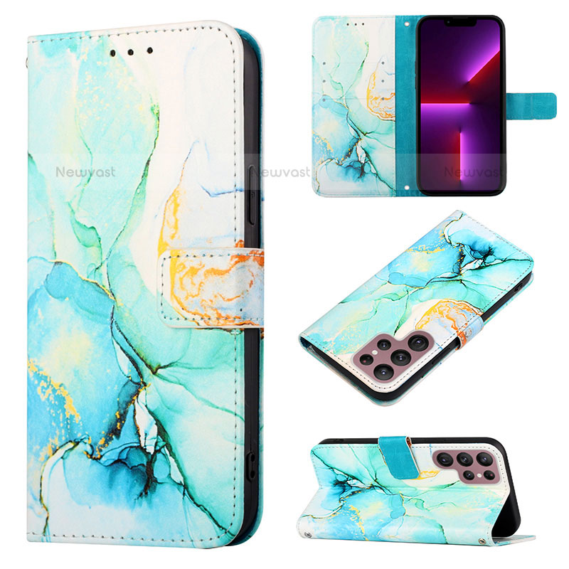 Leather Case Stands Fashionable Pattern Flip Cover Holder Y03B for Samsung Galaxy S22 Ultra 5G