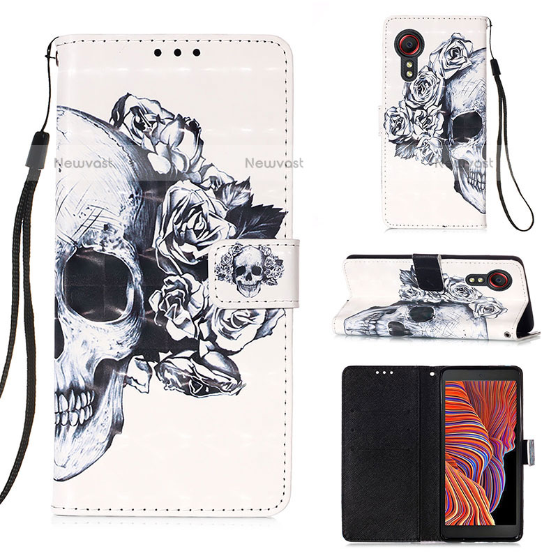 Leather Case Stands Fashionable Pattern Flip Cover Holder Y03B for Samsung Galaxy XCover 5 SM-G525F