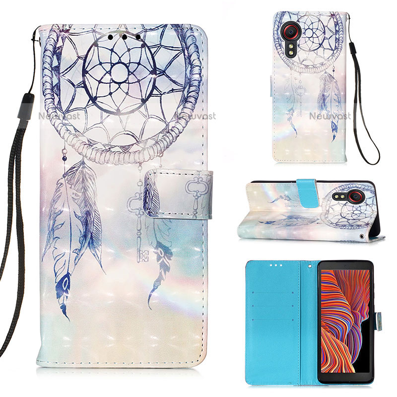 Leather Case Stands Fashionable Pattern Flip Cover Holder Y03B for Samsung Galaxy XCover 5 SM-G525F Mint Blue