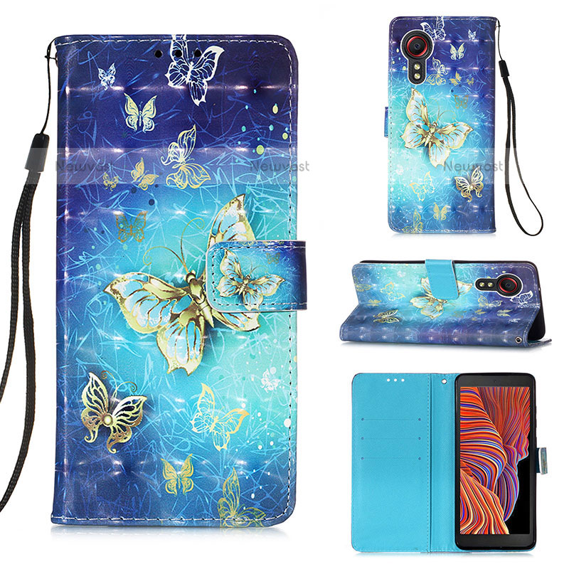 Leather Case Stands Fashionable Pattern Flip Cover Holder Y03B for Samsung Galaxy XCover 5 SM-G525F Sky Blue