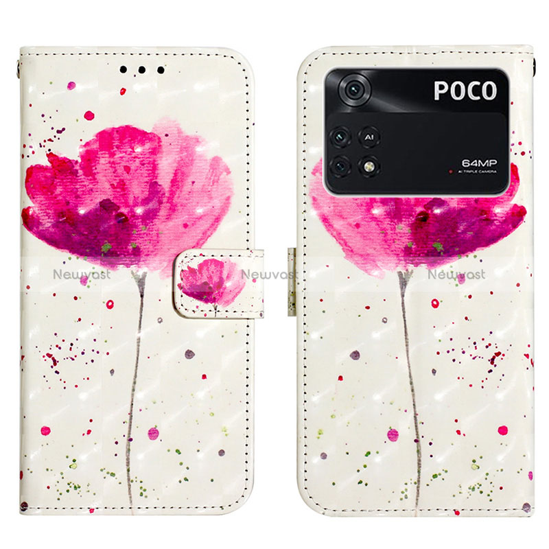 Leather Case Stands Fashionable Pattern Flip Cover Holder Y03B for Xiaomi Poco M4 Pro 4G