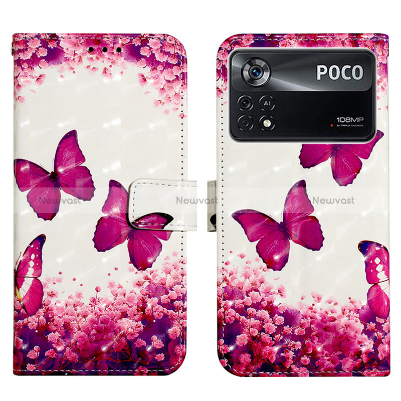 Leather Case Stands Fashionable Pattern Flip Cover Holder Y03B for Xiaomi Poco X4 Pro 5G