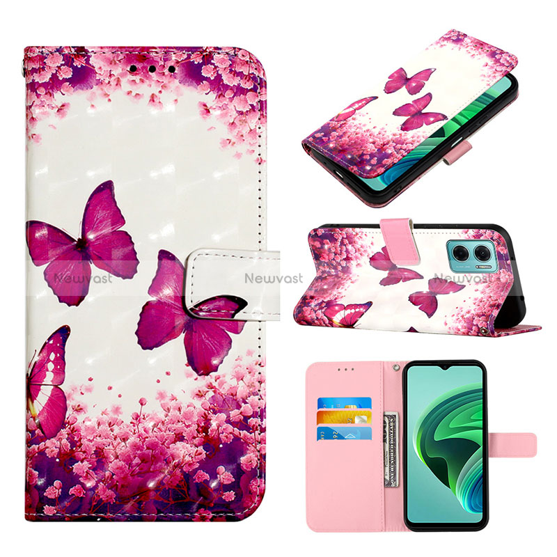 Leather Case Stands Fashionable Pattern Flip Cover Holder Y03B for Xiaomi Redmi 10 5G