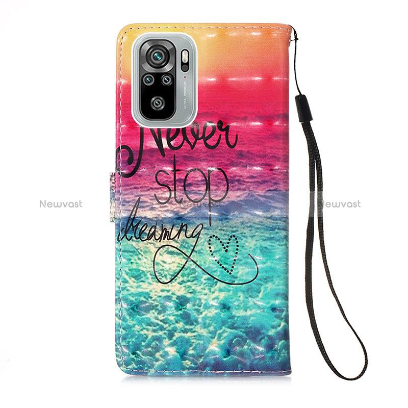 Leather Case Stands Fashionable Pattern Flip Cover Holder Y03B for Xiaomi Redmi Note 10 4G