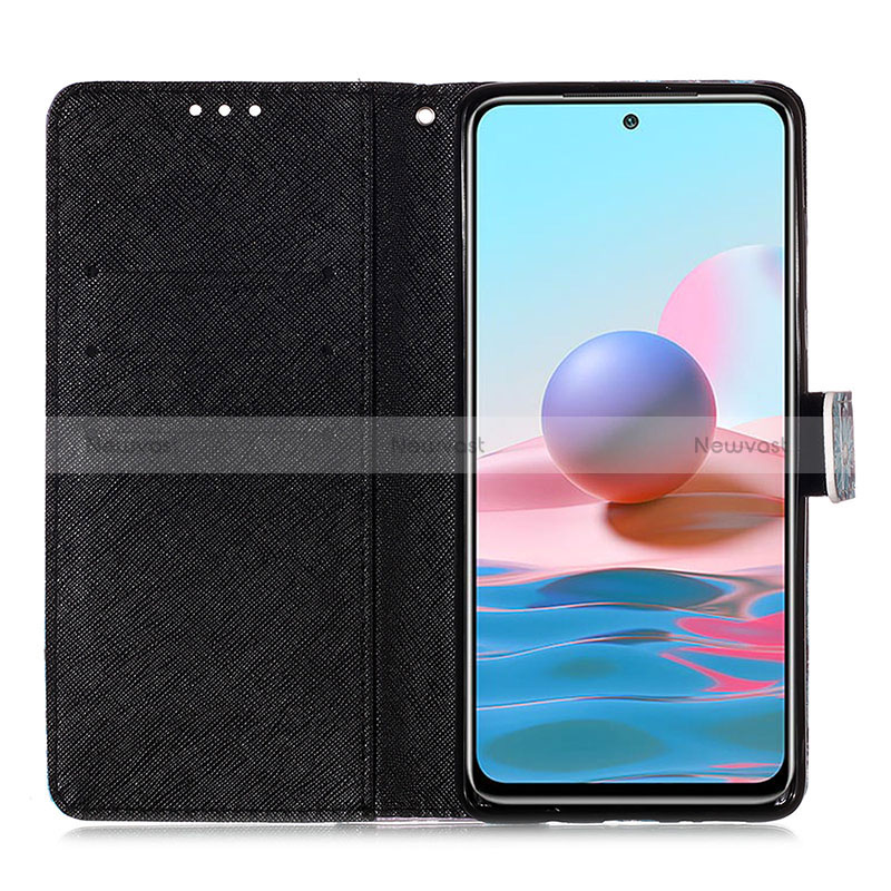 Leather Case Stands Fashionable Pattern Flip Cover Holder Y03B for Xiaomi Redmi Note 10 4G