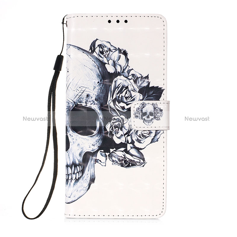 Leather Case Stands Fashionable Pattern Flip Cover Holder Y03B for Xiaomi Redmi Note 9S Black