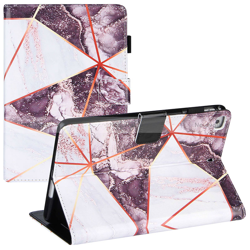 Leather Case Stands Fashionable Pattern Flip Cover Holder Y04B for Apple iPad Mini 5 (2019) Clove Purple