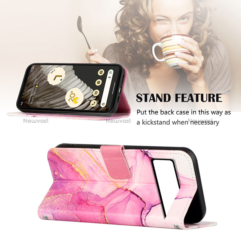 Leather Case Stands Fashionable Pattern Flip Cover Holder Y04B for Google Pixel 8 5G