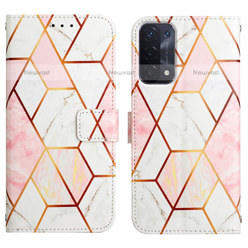 Leather Case Stands Fashionable Pattern Flip Cover Holder Y04B for OnePlus Nord N200 5G White