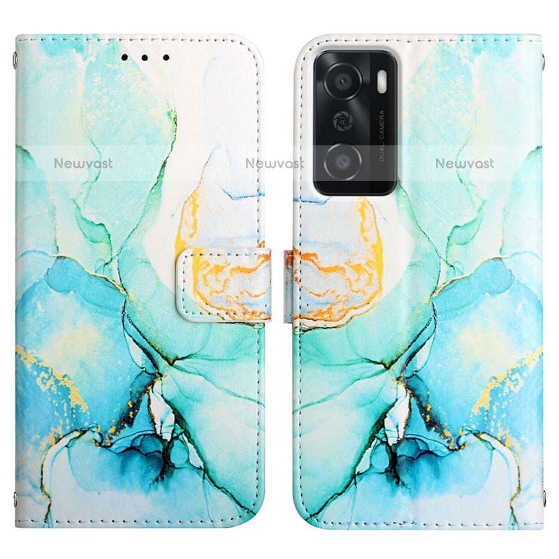 Leather Case Stands Fashionable Pattern Flip Cover Holder Y04B for Oppo A55S 5G