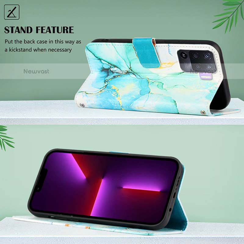 Leather Case Stands Fashionable Pattern Flip Cover Holder Y04B for Oppo F19 Pro