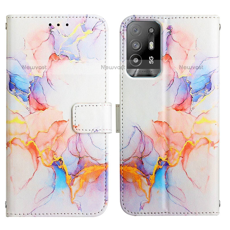 Leather Case Stands Fashionable Pattern Flip Cover Holder Y04B for Oppo F19 Pro+ Plus 5G