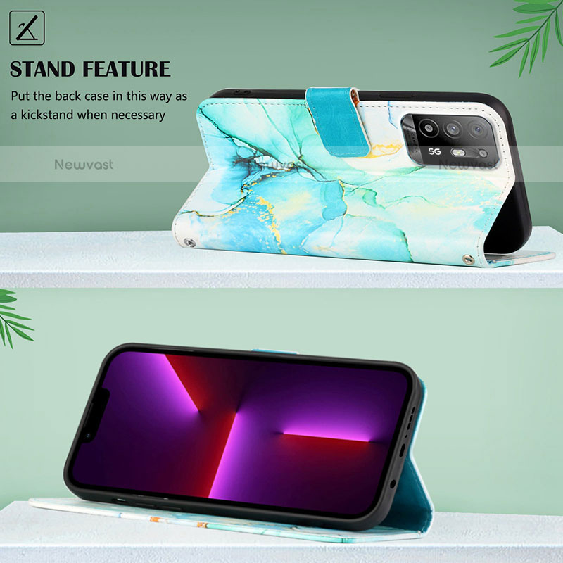 Leather Case Stands Fashionable Pattern Flip Cover Holder Y04B for Oppo F19 Pro+ Plus 5G