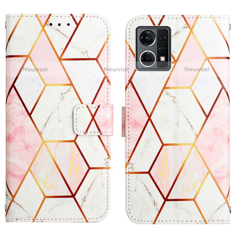 Leather Case Stands Fashionable Pattern Flip Cover Holder Y04B for Oppo F21 Pro 4G